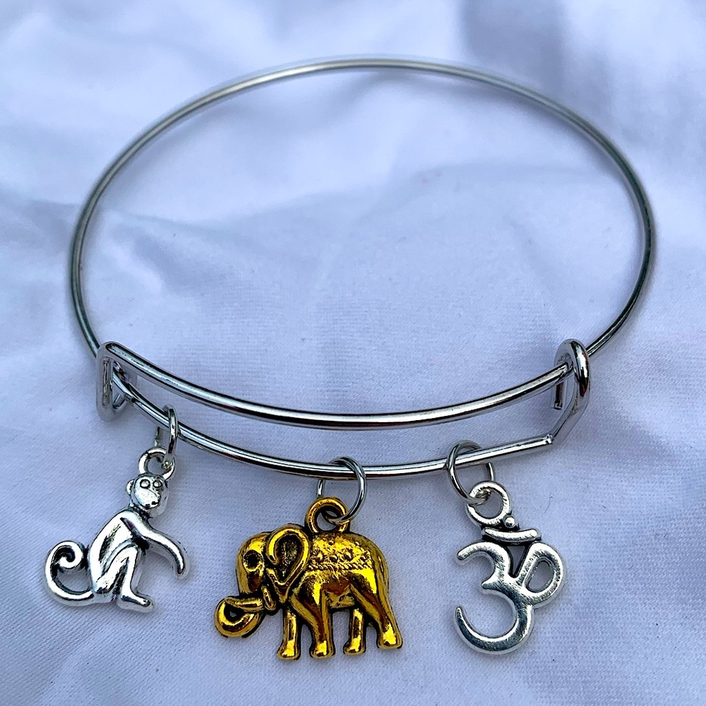 Brand New! Handmade! Adjustable Charm Bangle Bracelet!